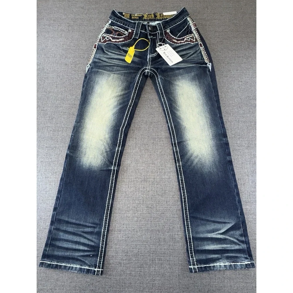 NWT Rock Revolution RR Straight Fit Jeans Men's 28x30 Dark Wash Denim